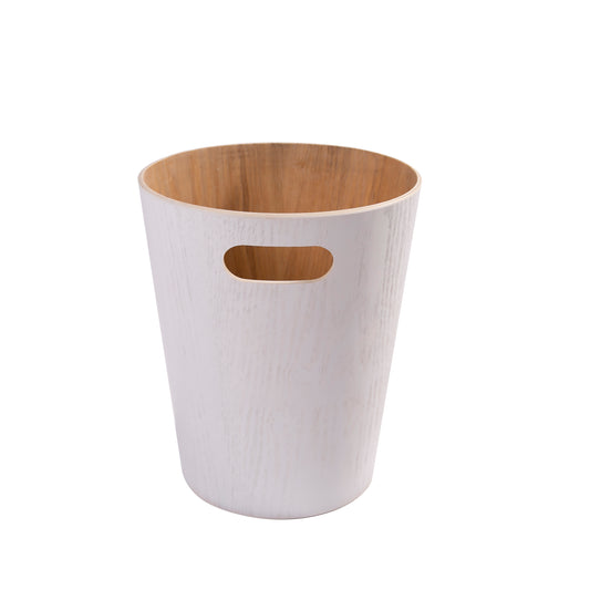5 Liter Wooden Trash Bin - White