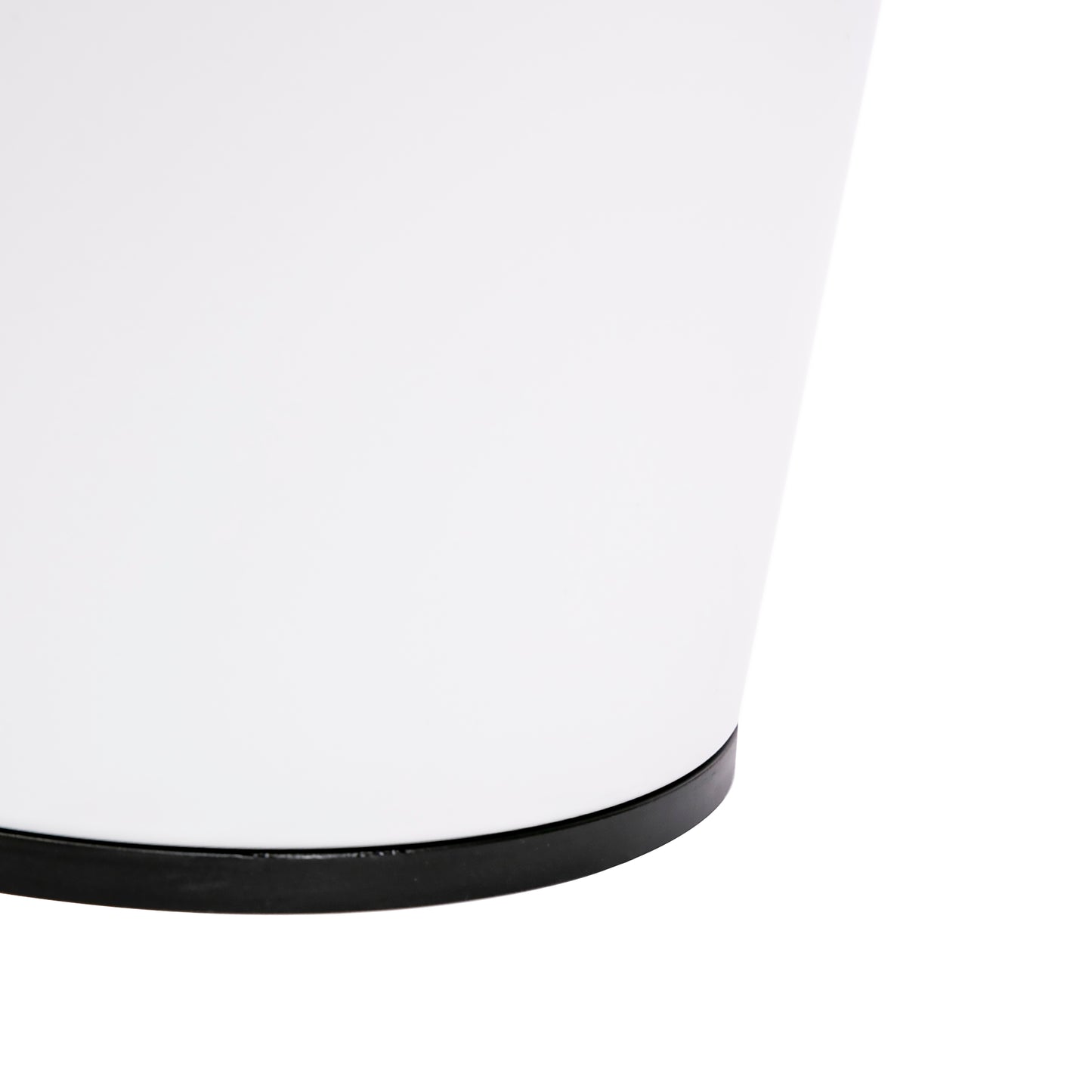 Metal Open Trash Bin - Matte White, Black Bottom