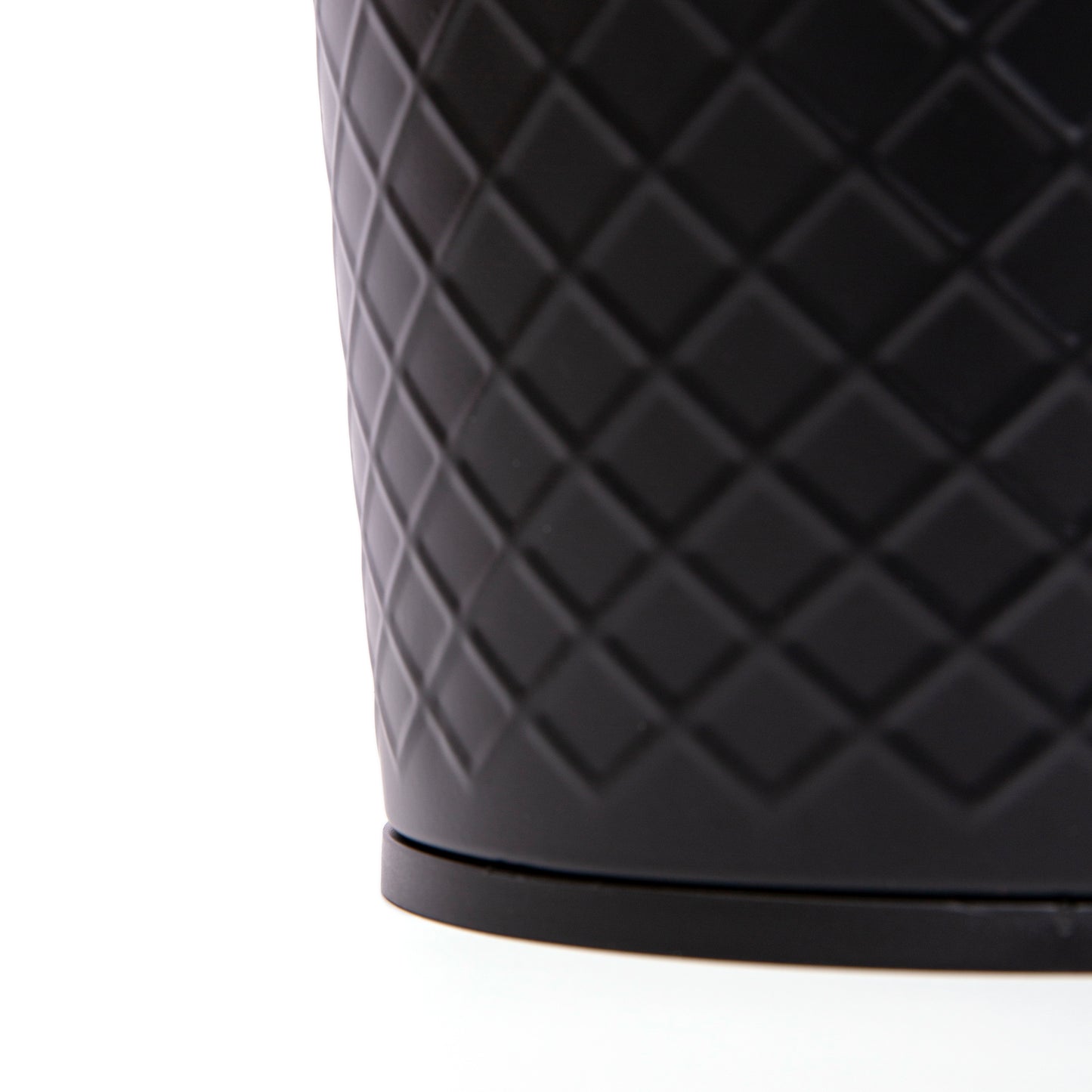 Metal Open Trash Bin - Matte Black Diamond Textured