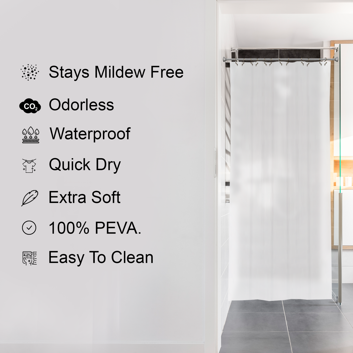 Super Heavy Weight PEVA Shower Liner 70" X 72" - FROSTED