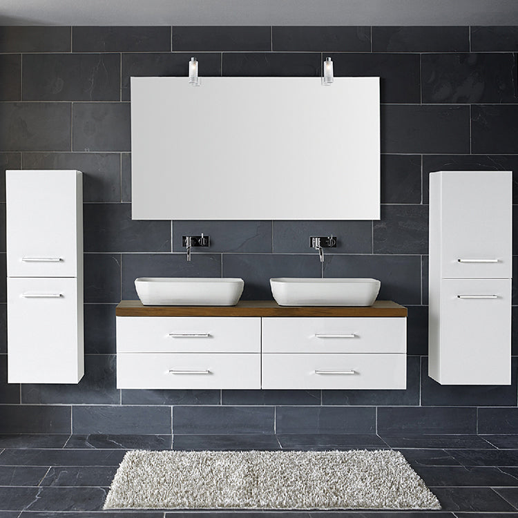 Bathroom Vanity - Solid White With Wood Top