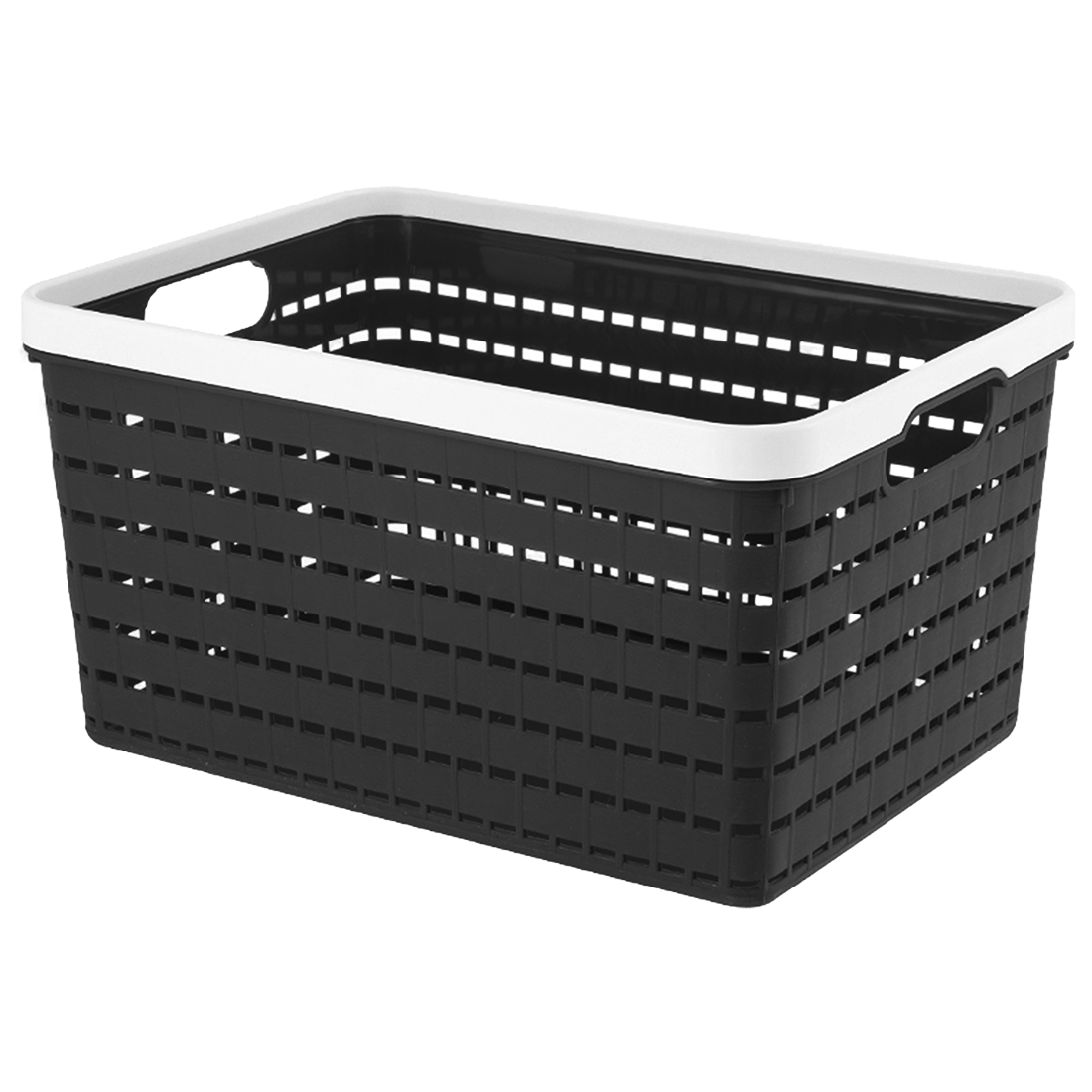 2 Pack Woven Plastic Storage Basket - Black & White