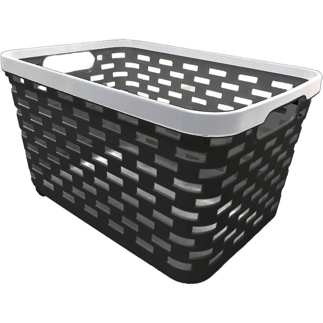 2 Pack Woven Plastic Storage Basket - Black & White