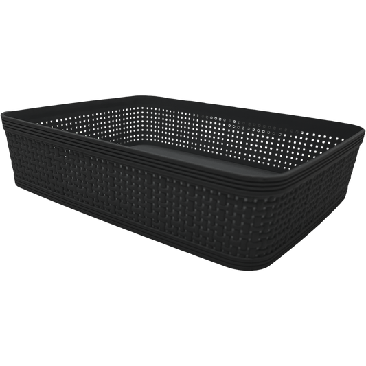 5 Pack Woven Plastic Storage Basket - Black