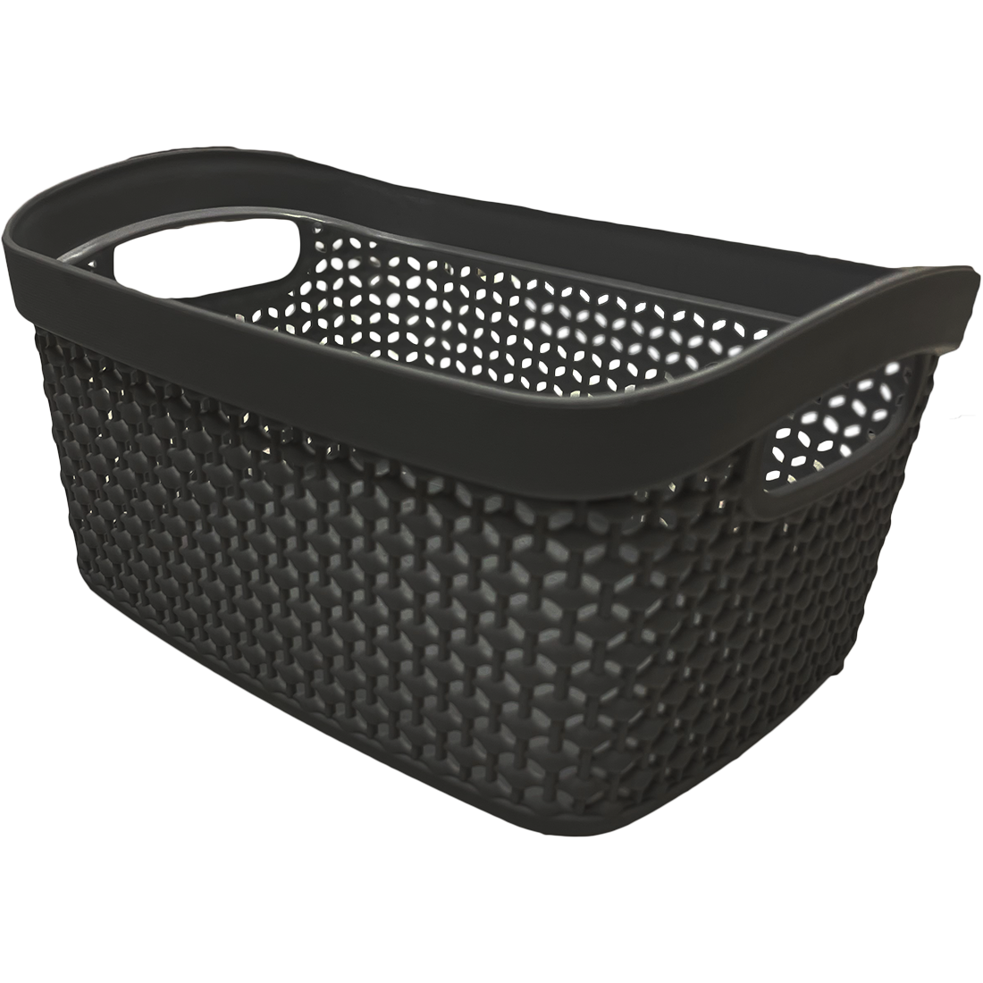 3 Pack Woven Plastic Storage Basket - Black