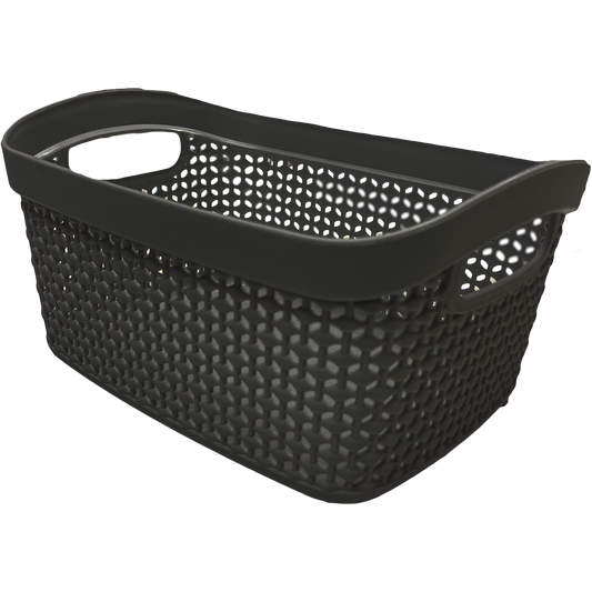 3 Pack Woven Plastic Storage Basket - Black