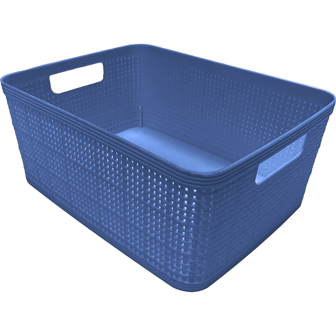 3 Pack Woven Plastic Storage Basket - Blue