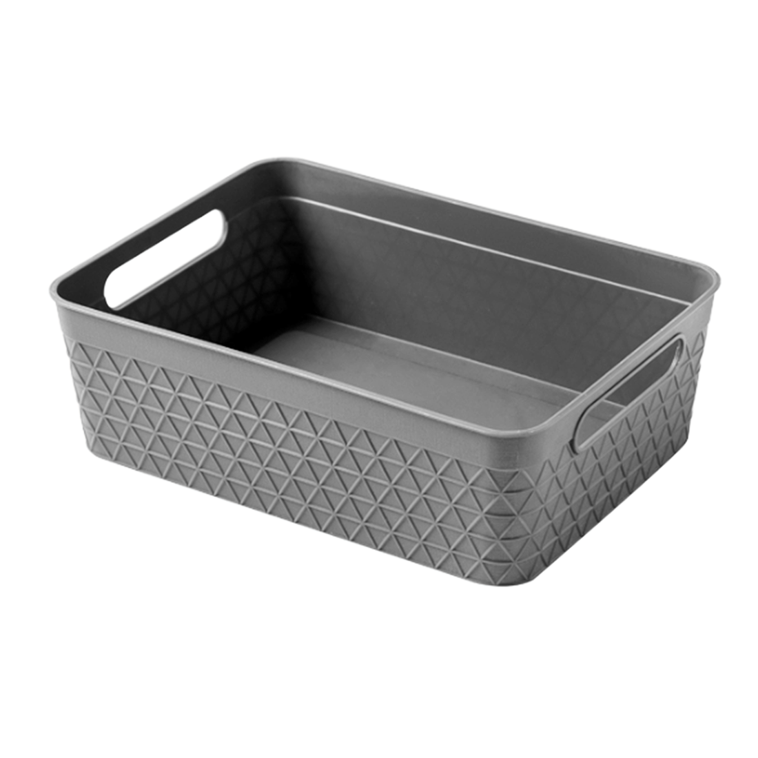 3 Pack Woven Plastic Storage Basket - Grey Diamonds