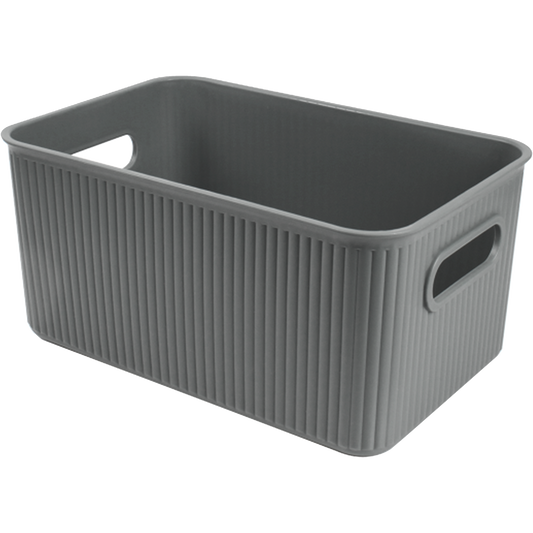 3 Pack Woven Plastic Storage Basket - Striped Grey