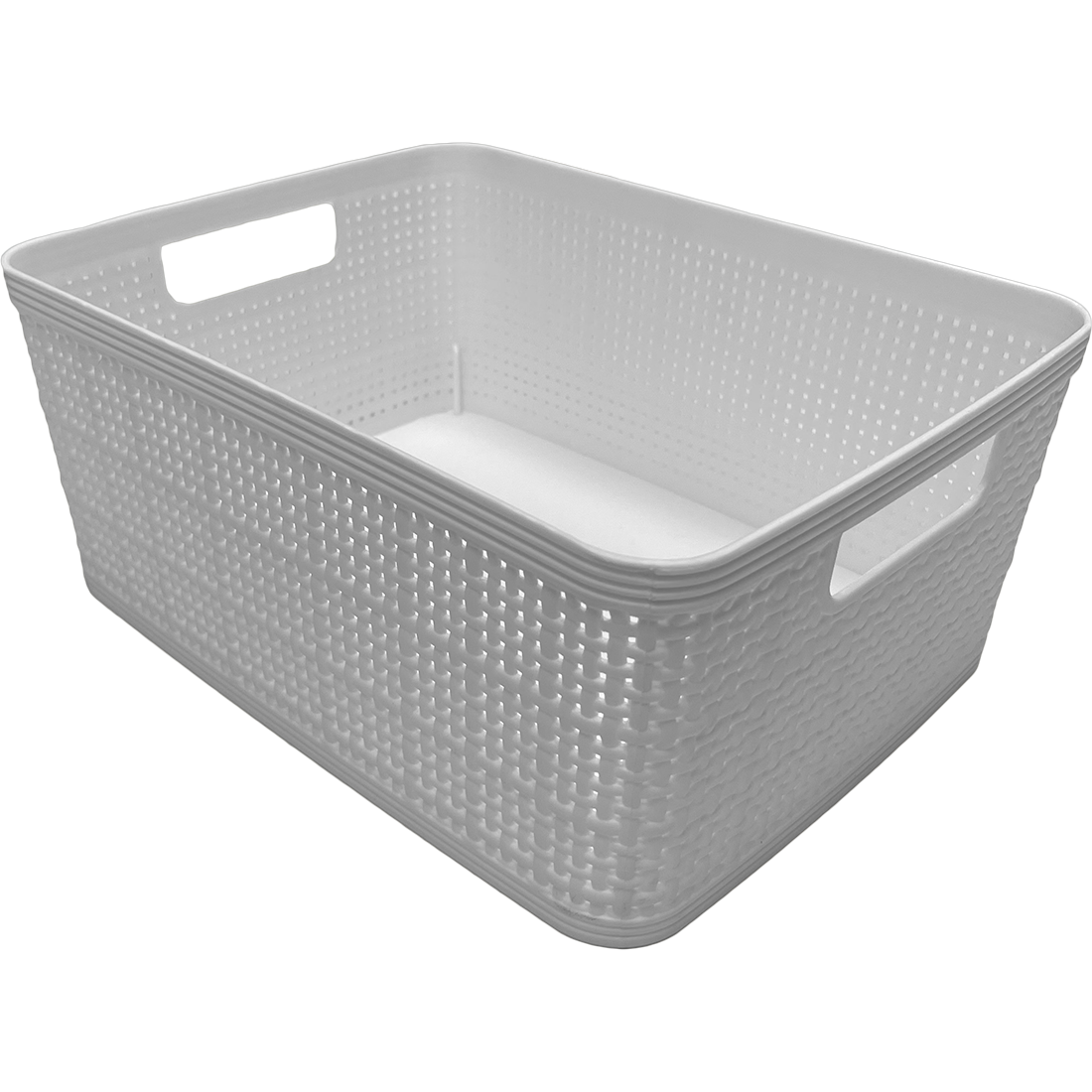 3 Pack Woven Plastic Storage Basket - Grey