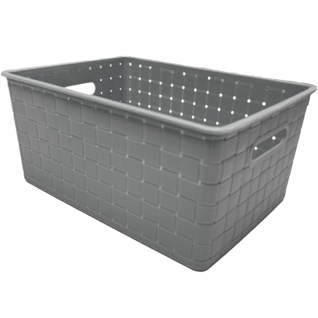 3 Pack Woven Plastic Storage Basket - Grey Checkered