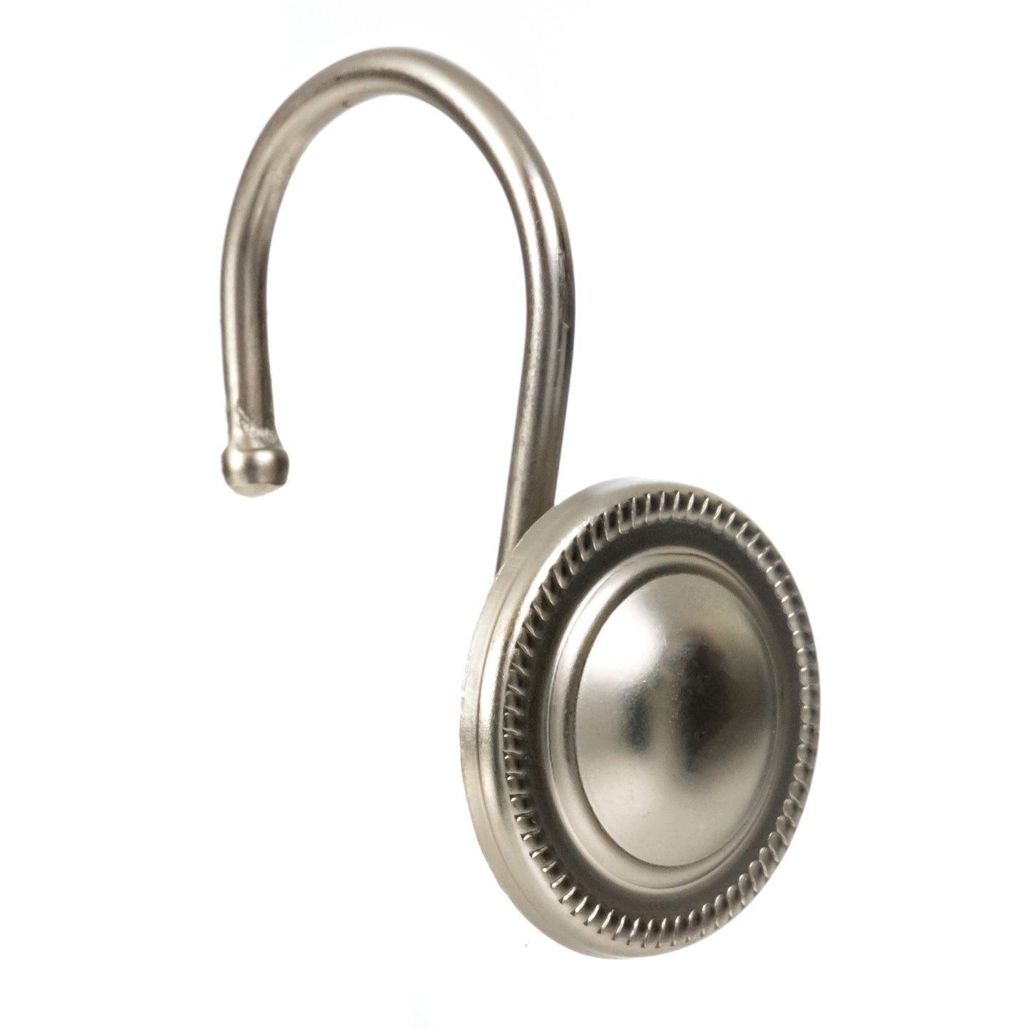 Modern Decor 12 Pack Shower Hooks Round Bordered - SATIN NICKEL
