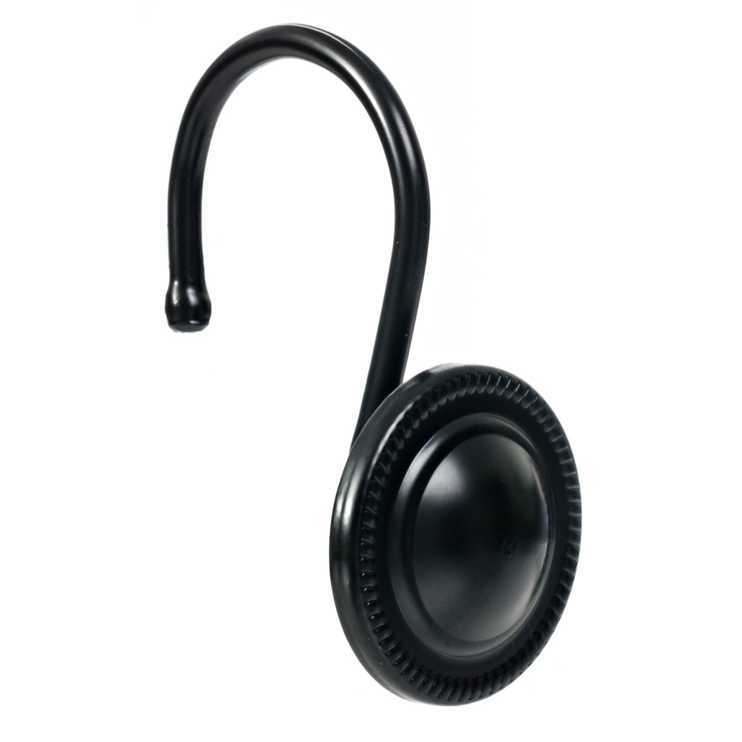 Modern Decor 12 Pack Shower Hooks Round Bordered - BLACK