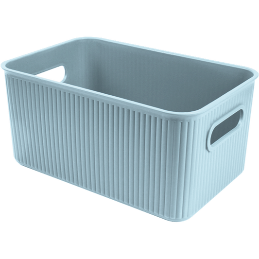 3 Pack Woven Plastic Storage Basket - Striped Sky Blue