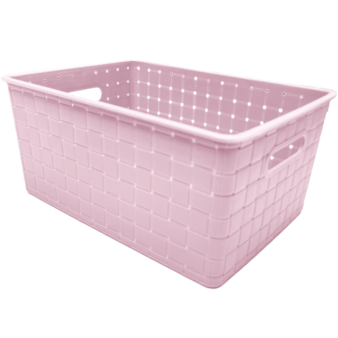 3 Pack Woven Plastic Storage Basket - Pink Checkered