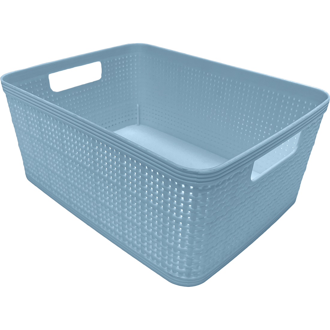 3 Pack Woven Plastic Storage Basket - Sky Blue