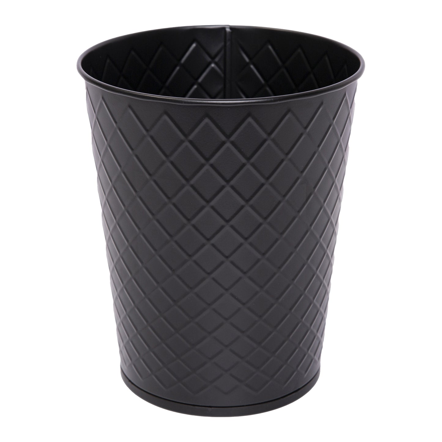 Metal Open Trash Bin - Matte Black Diamond Textured