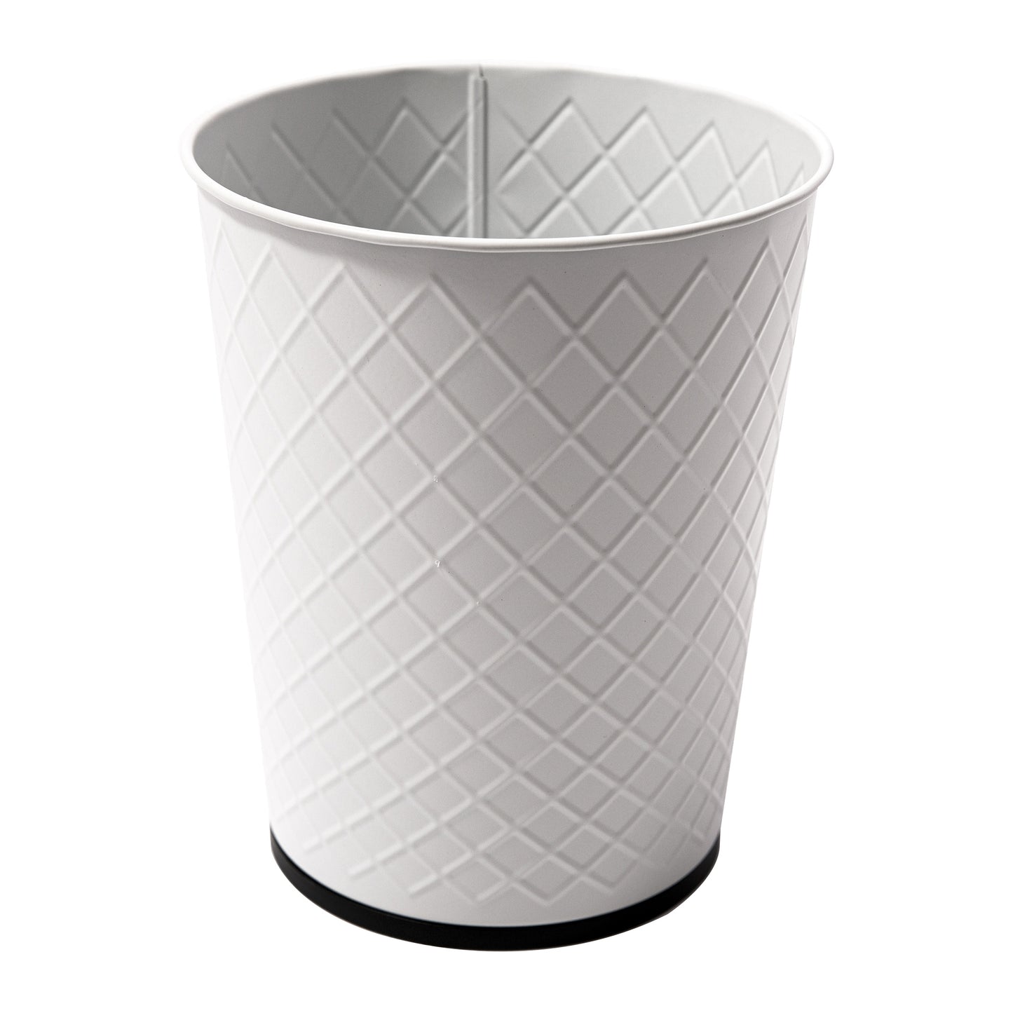 Metal Open Trash Bin - Matte White Diamond Textured