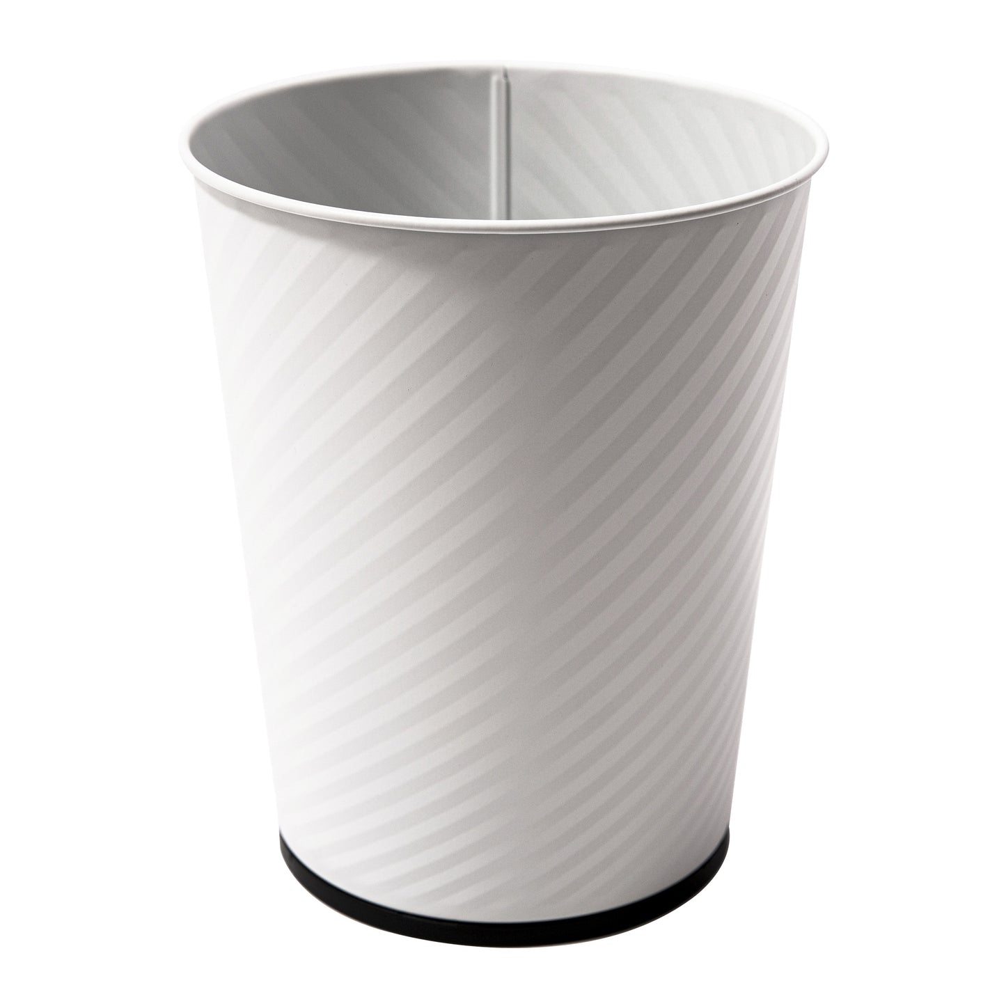Metal Open Trash Bin - Matte White Stripe Textured