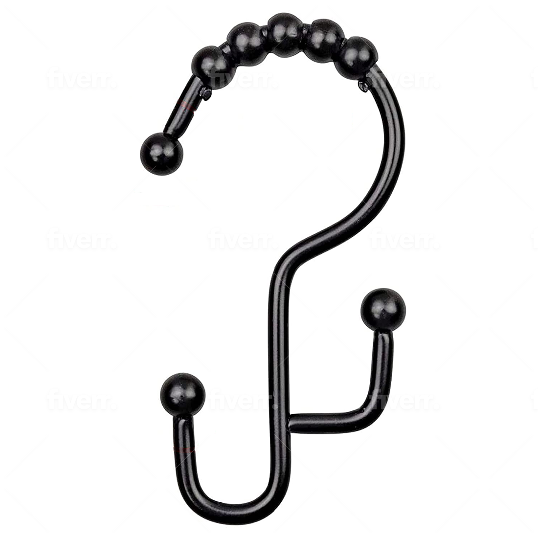 Modern Decor 12 Pack Nice Roller Hooks With Step Down - BLACK