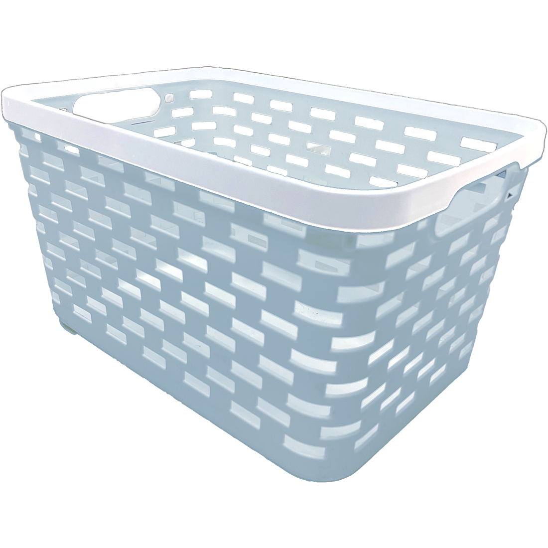 2 Pack Woven Plastic Storage Basket - Sky Blue & White