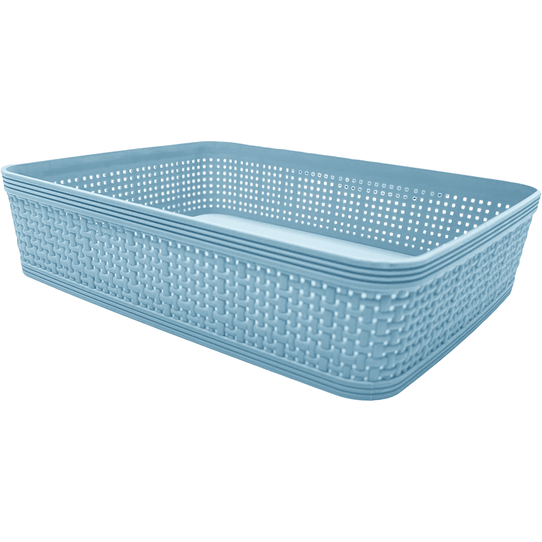5 Pack Woven Plastic Storage Basket - Sky Blue