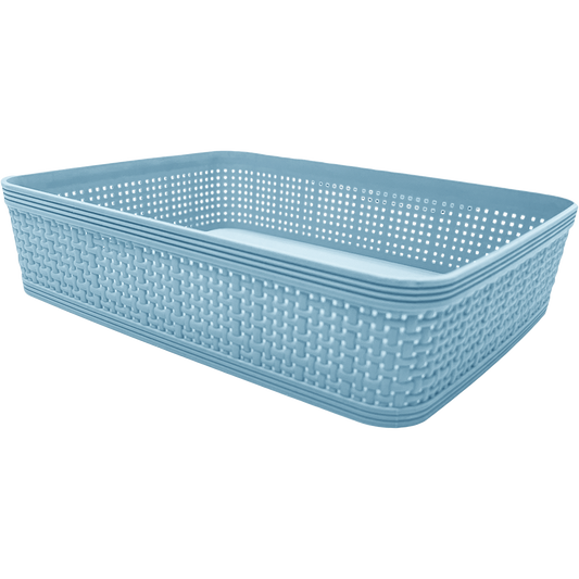 5 Pack Woven Plastic Storage Basket - Sky Blue
