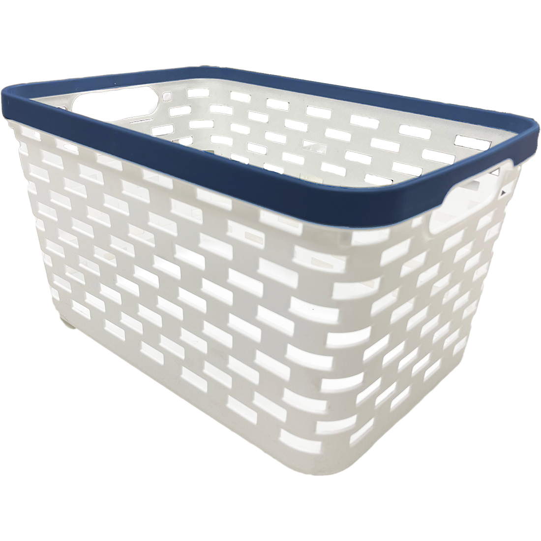 2 Pack Woven Plastic Storage Basket - White & Navy
