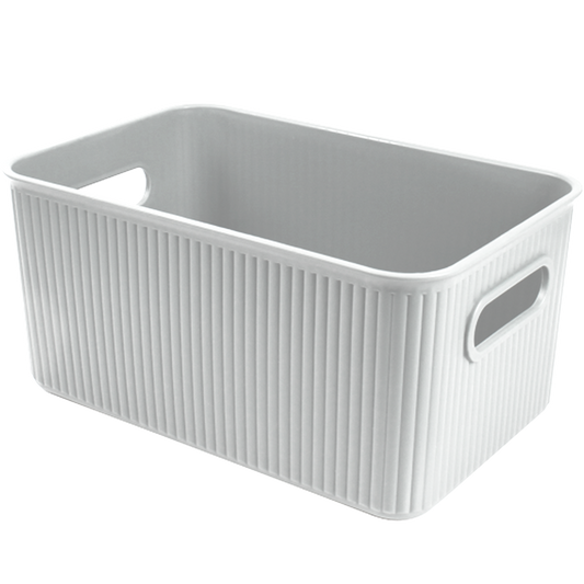 3 Pack Woven Plastic Storage Basket - Striped White
