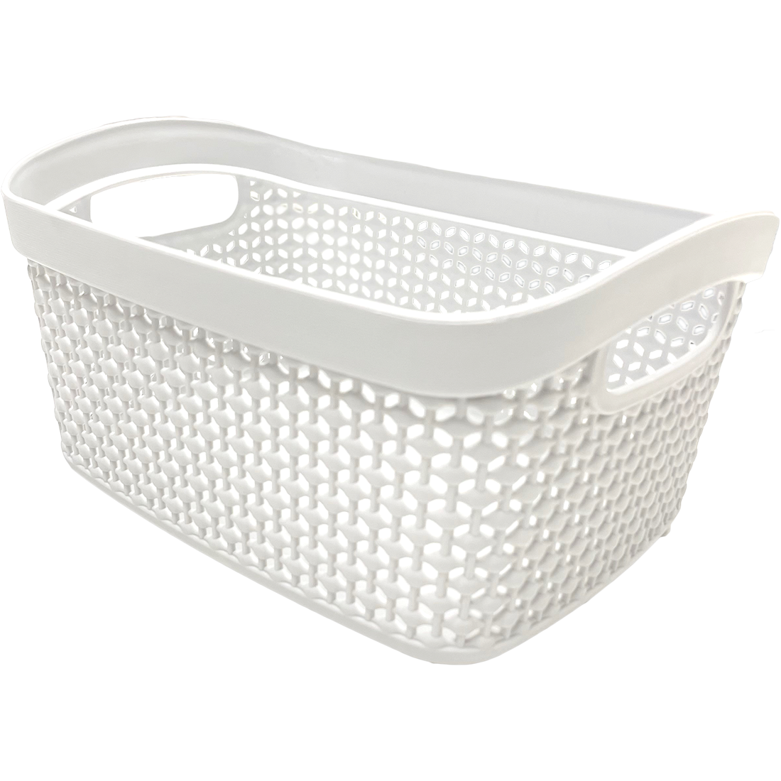 3 Pack Woven Plastic Storage Basket - White