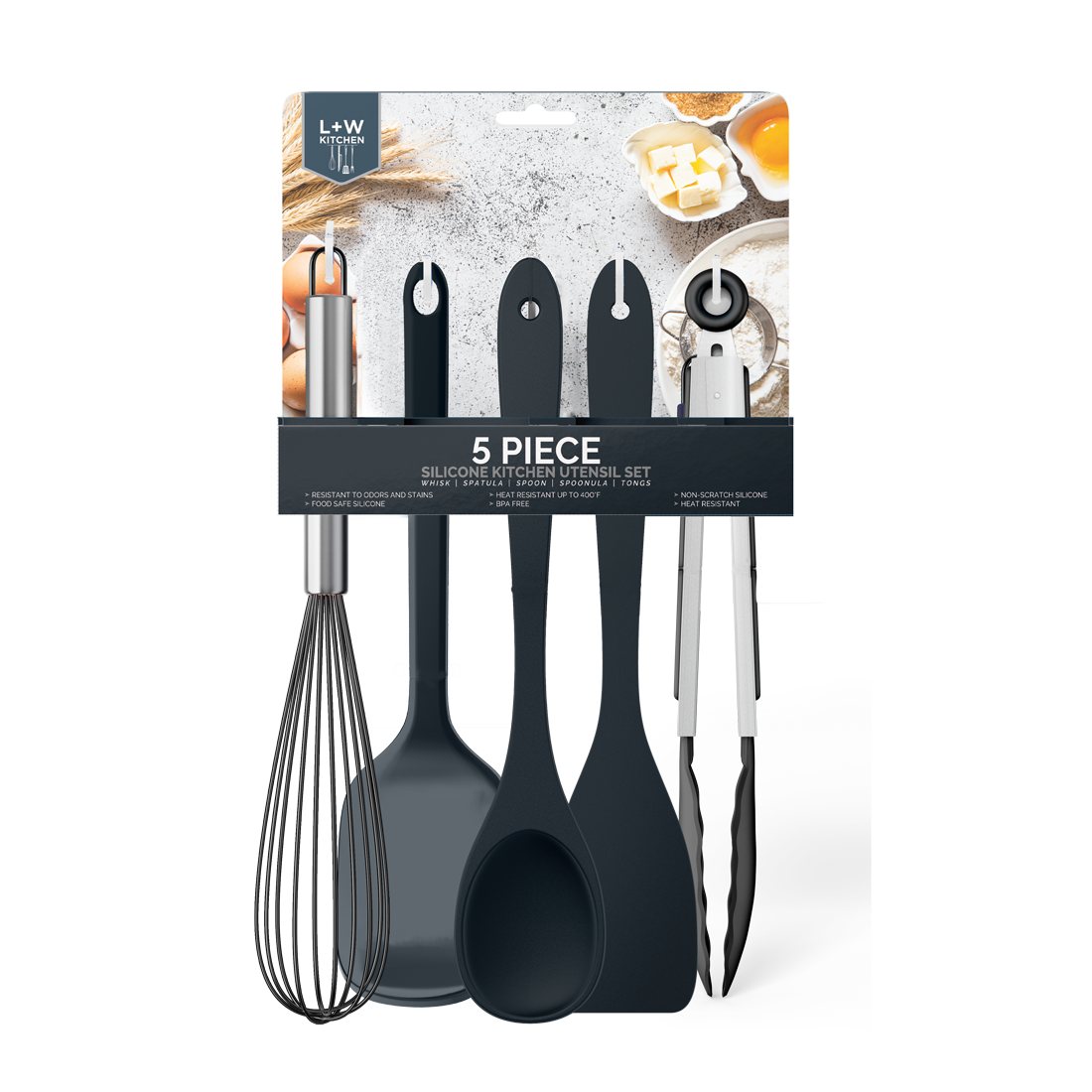5 Piece Silicone Kitchen Utensil Set