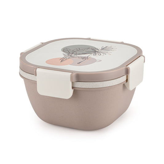 Husk Fiber Salad Bento Box With Cutlery & Dressing Holder