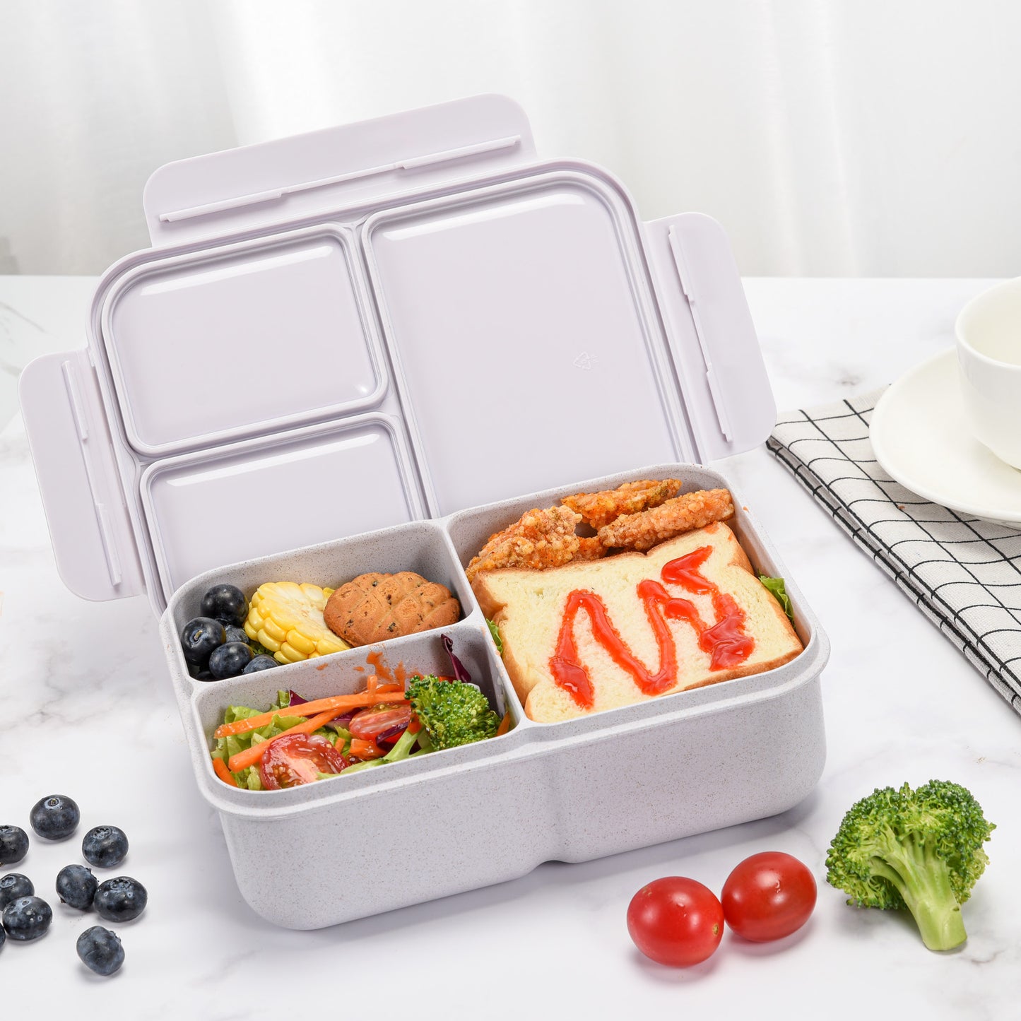 Husk Fiber 3 Compartment Bento Box - Grey