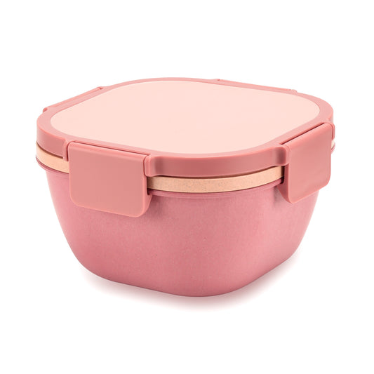 Husk Fiber Salad Bento Box With Cutlery & Dressing Holder