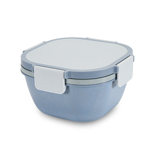 Husk Fiber Salad Bento Box With Cutlery & Dressing Holder - Baby Blue