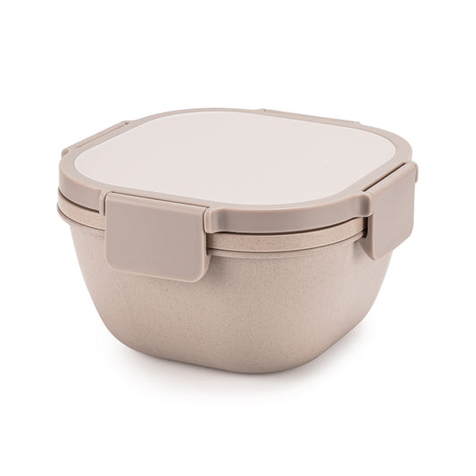 Husk Fiber Salad Bento Box With Cutlery & Dressing Holder