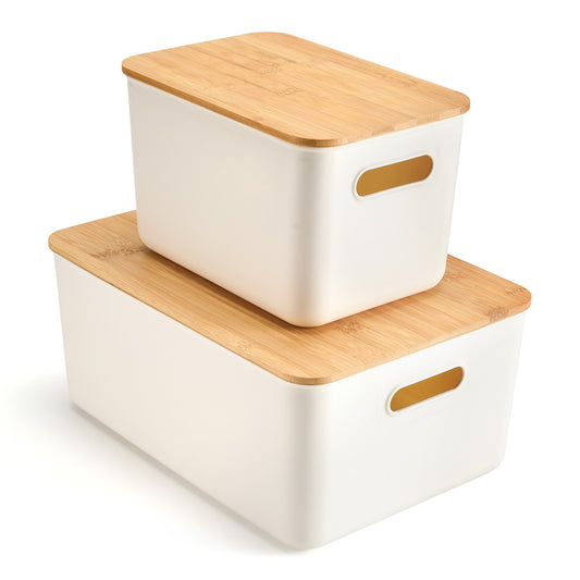2 Pack Clear Multi Use Storage With Bamboo Lid