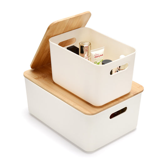 2 Pack Clear Multi Use Storage With Bamboo Lid