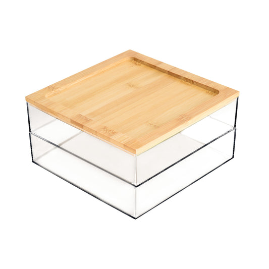 Clear Multi Use Organizer With Bamboo Lid