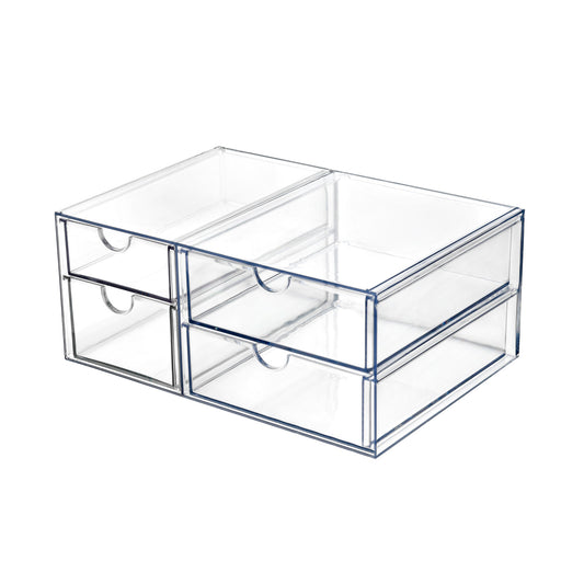 Clear Multi Use Pull Out 4 Drawer Storage Bin