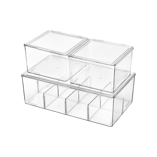 3 Pack Multi Use Storage Bin With Clear Lid