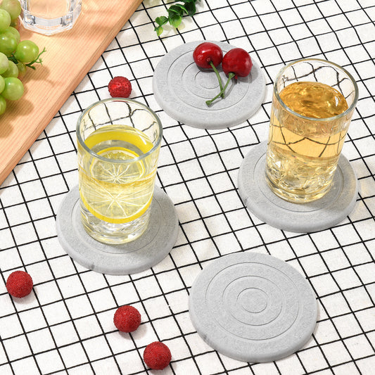 4 Pack Diatomite Drink Coasters - Light Grey