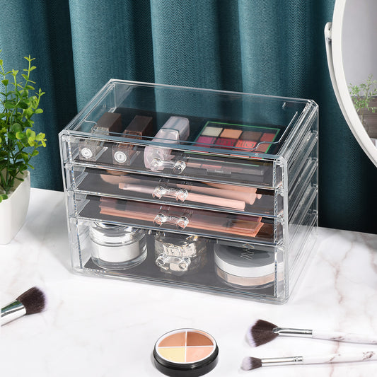 Cosmetic Acrylic Makeup Organizer - 4 Drawer Chest