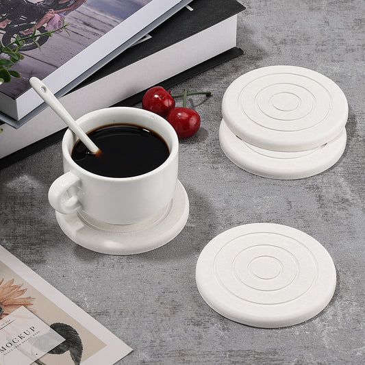 4 Pack Diatomite Drink Coasters - White