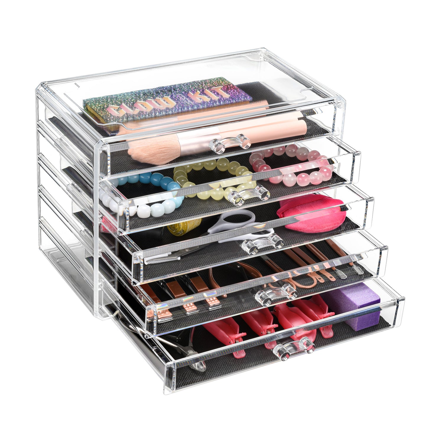 Cosmetic Acrylic Makeup Organizer - 5 Drawer Chest