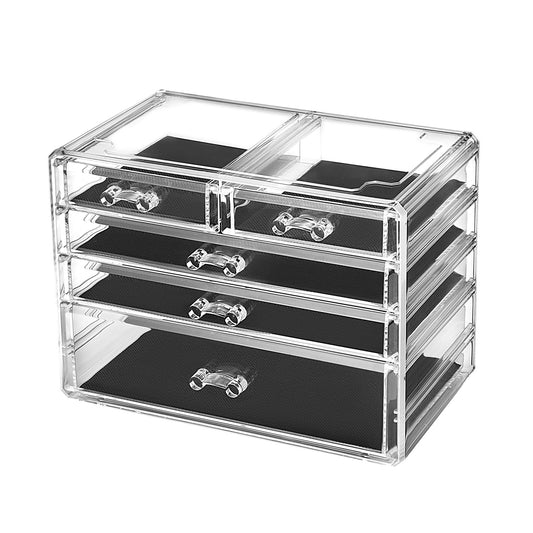 Cosmetic Acrylic Makeup Organizer - 3 Large, 2 Small Drawers