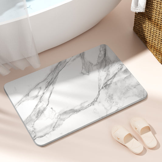 Diatomite Earth Stone Bath Mat - White Marble