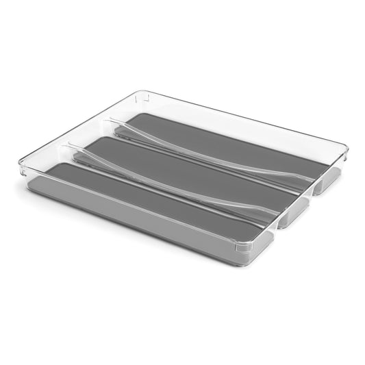 Non Slip 3 Compartment Multi Use Drawer Organizer - Grey