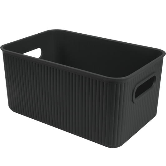 3 Pack Woven Plastic Storage Basket - Striped Black