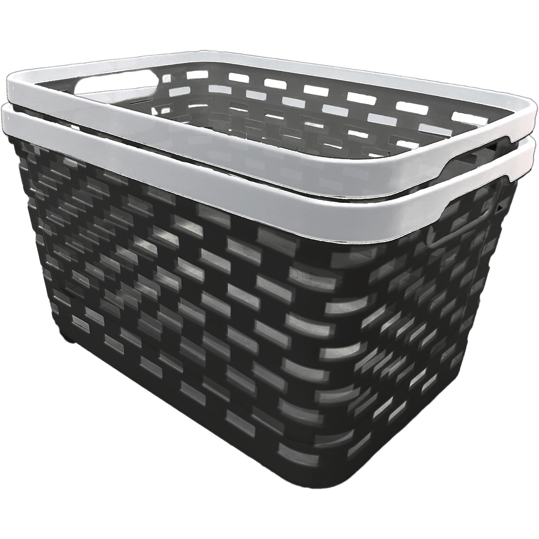 2 Pack Woven Plastic Storage Basket - Black & White
